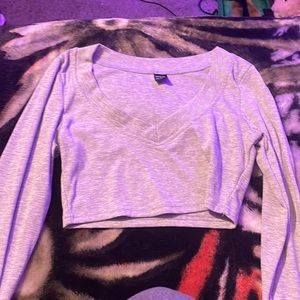 Shein cropped, long sleeve, V neck top